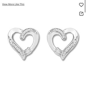 Kay Jewelers Diamond Heart Earrings Sterling Silver